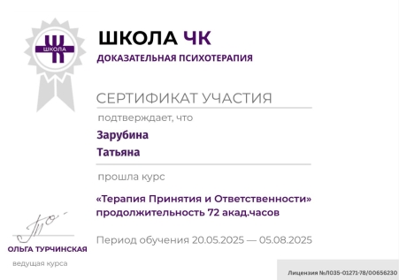 Скан сертификата.