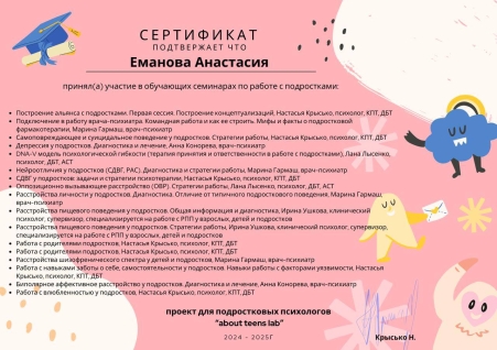 Скан сертификата.