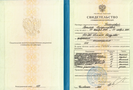 Скан сертификата.