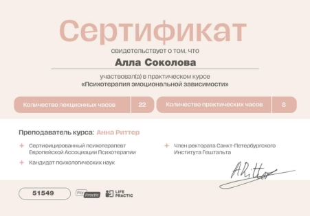 Скан сертификата.
