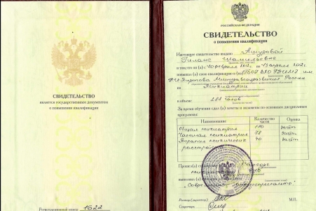 Скан сертификата.